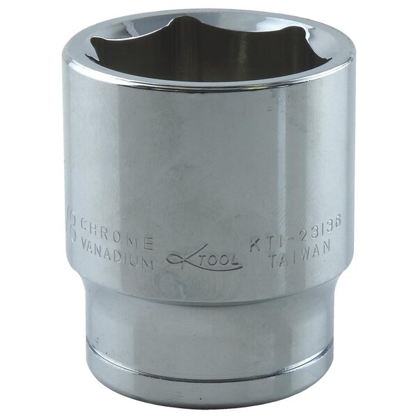 K-Tool International 1/2" Drive, 1-1/8" SAE Socket, 6 Points, Stndrd 6 Pnt Chrome 1/2"Dr, 1-1/8 KTI-23136 - main